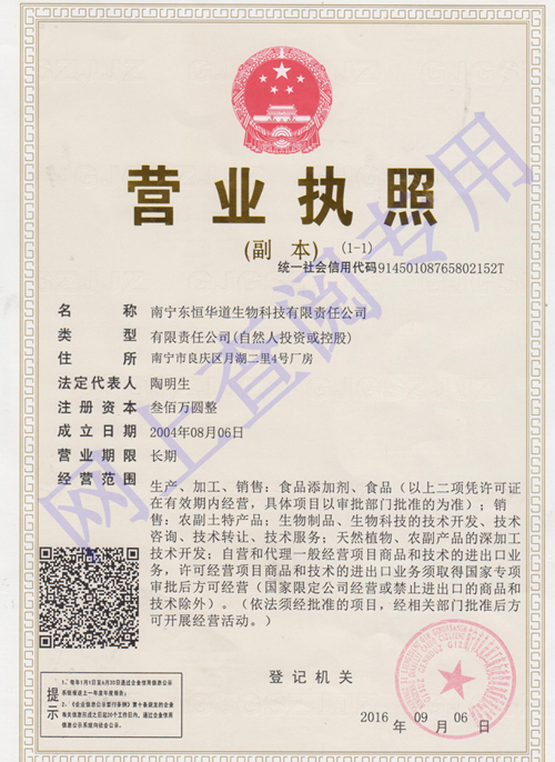 东恒华道营业执照